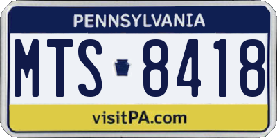PA license plate MTS8418