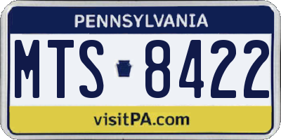 PA license plate MTS8422