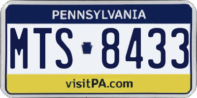 PA license plate MTS8433
