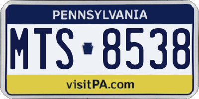 PA license plate MTS8538