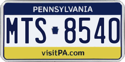 PA license plate MTS8540