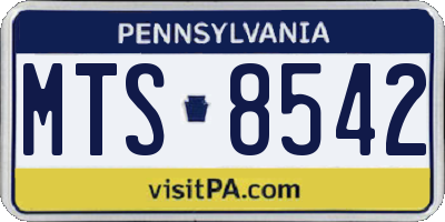 PA license plate MTS8542