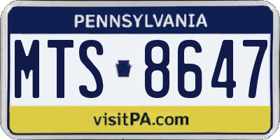 PA license plate MTS8647
