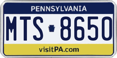 PA license plate MTS8650