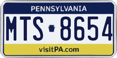 PA license plate MTS8654