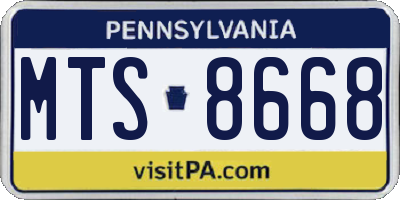 PA license plate MTS8668