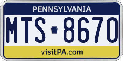 PA license plate MTS8670