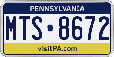 PA license plate MTS8672