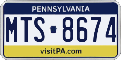 PA license plate MTS8674