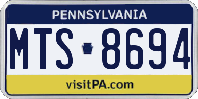 PA license plate MTS8694