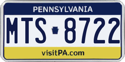 PA license plate MTS8722