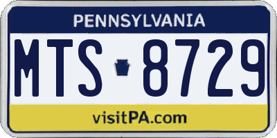 PA license plate MTS8729