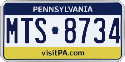 PA license plate MTS8734