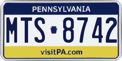 PA license plate MTS8742