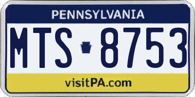 PA license plate MTS8753