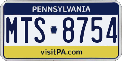 PA license plate MTS8754