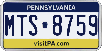 PA license plate MTS8759