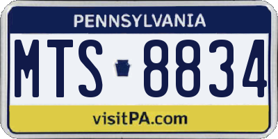 PA license plate MTS8834
