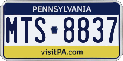 PA license plate MTS8837