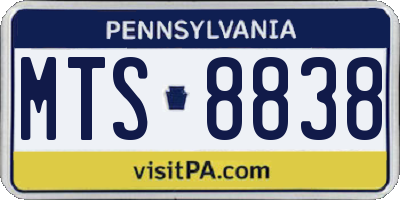 PA license plate MTS8838