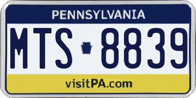 PA license plate MTS8839