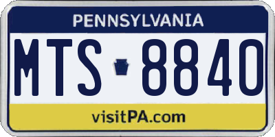 PA license plate MTS8840