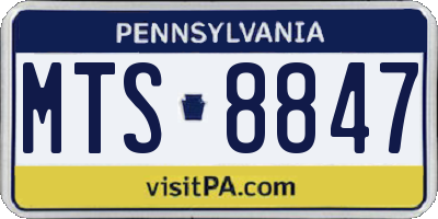 PA license plate MTS8847