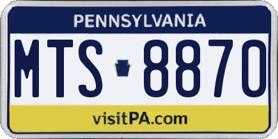 PA license plate MTS8870