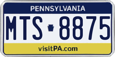 PA license plate MTS8875