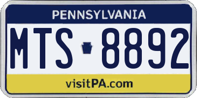 PA license plate MTS8892