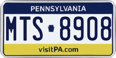 PA license plate MTS8908