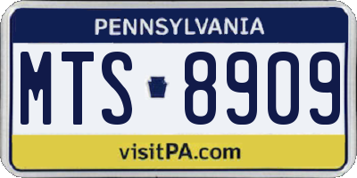 PA license plate MTS8909