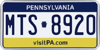 PA license plate MTS8920