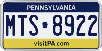 PA license plate MTS8922