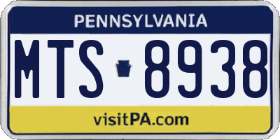 PA license plate MTS8938
