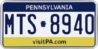 PA license plate MTS8940