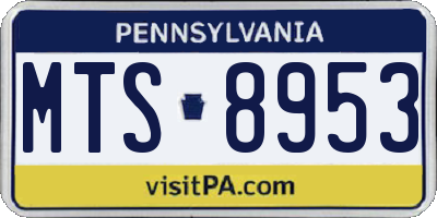 PA license plate MTS8953