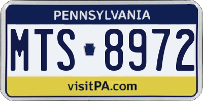 PA license plate MTS8972