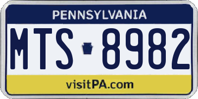 PA license plate MTS8982