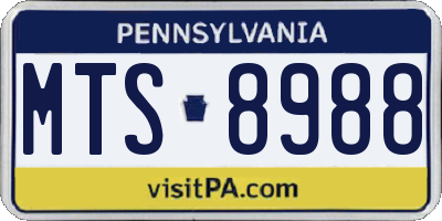 PA license plate MTS8988