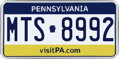 PA license plate MTS8992