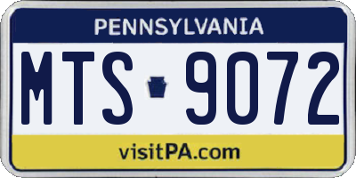 PA license plate MTS9072