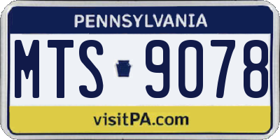 PA license plate MTS9078