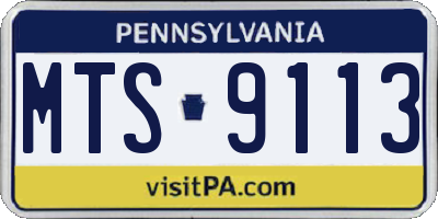 PA license plate MTS9113
