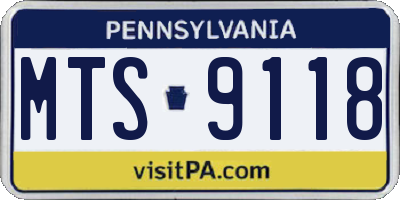 PA license plate MTS9118