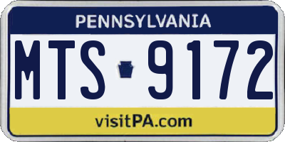 PA license plate MTS9172