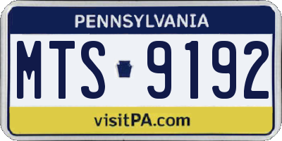 PA license plate MTS9192