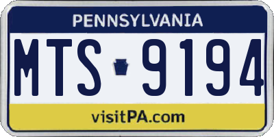 PA license plate MTS9194