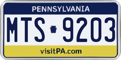 PA license plate MTS9203