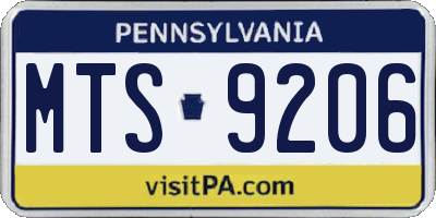 PA license plate MTS9206